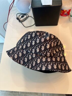 Black Patterned Bucket Hat for Women